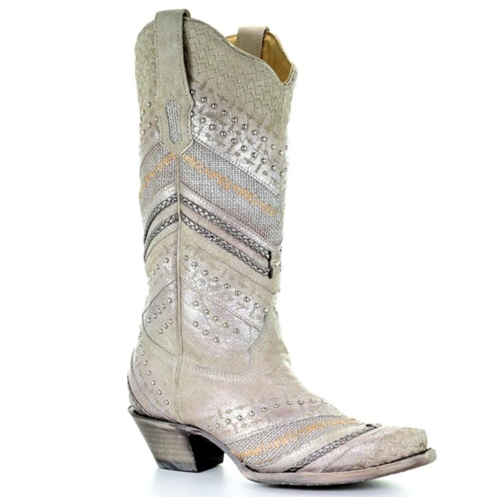 CORRAL A3604 "Madeline" leather cowgirl boots Bridal Collection snip toe 10 NIB